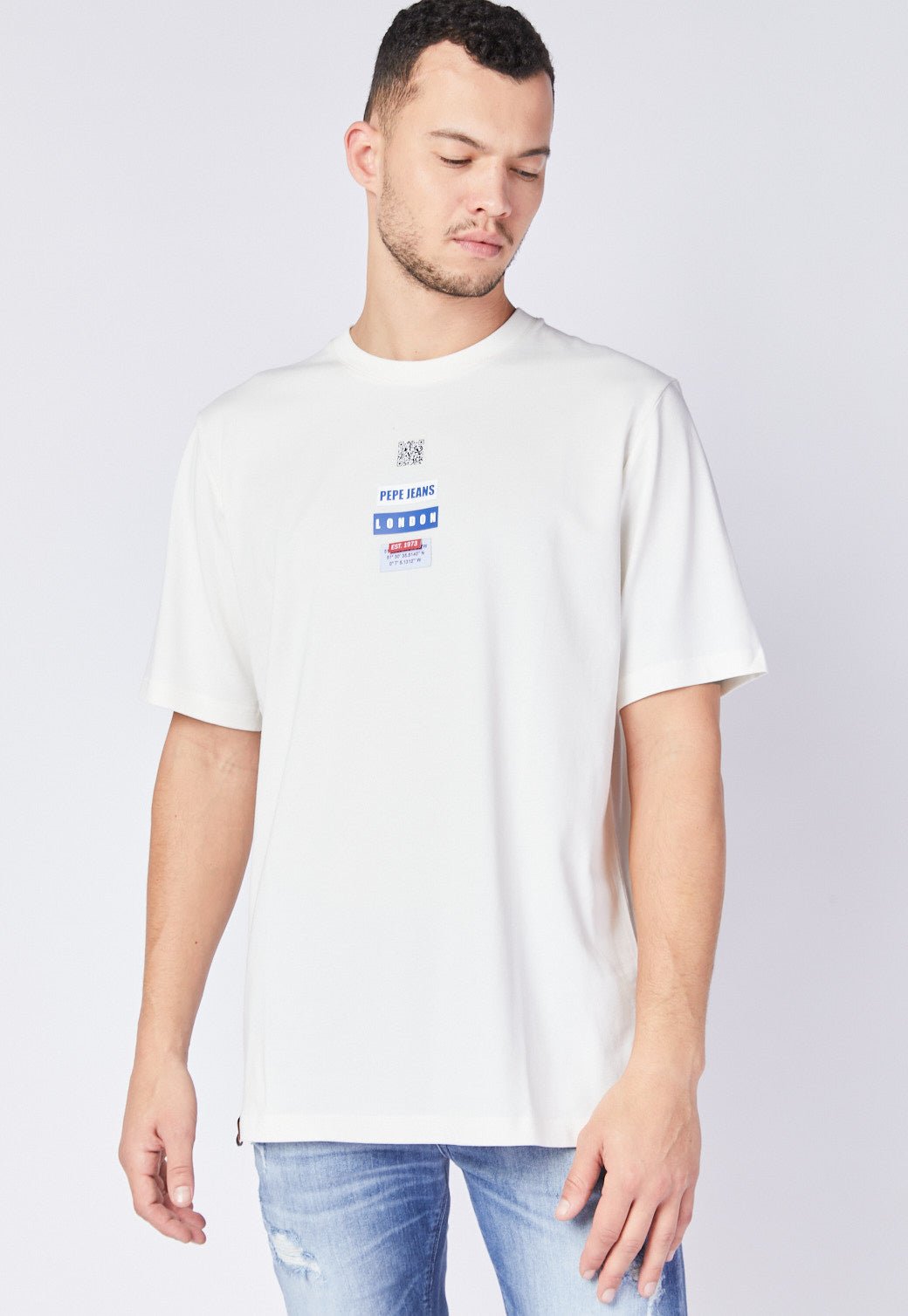 טי שירט קצרה עם הדפס תווית - Pepe Jeans