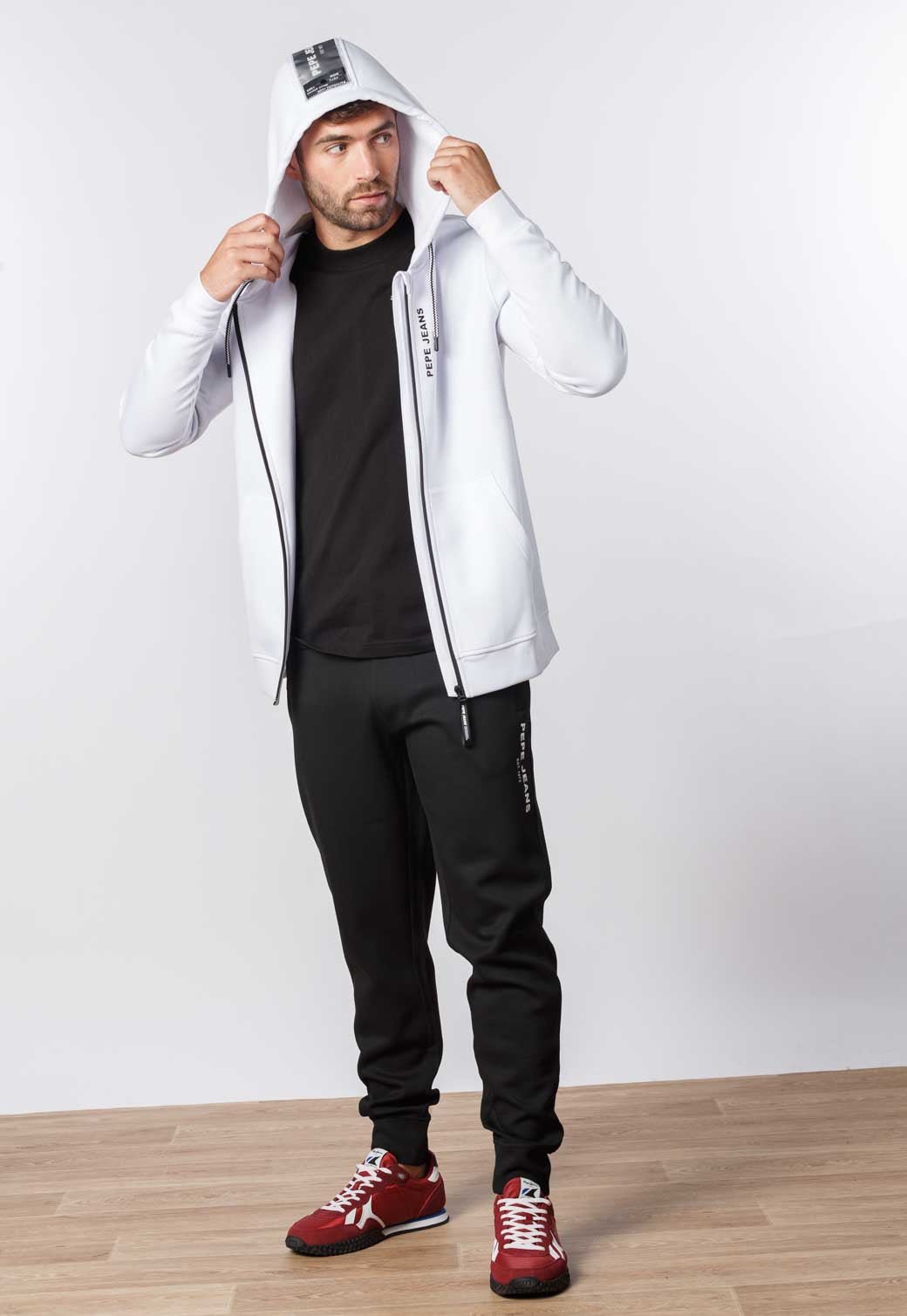 חליפת טרנינג אליוט שני חלקים שחור\לבן לגברים - Pepe Jeans