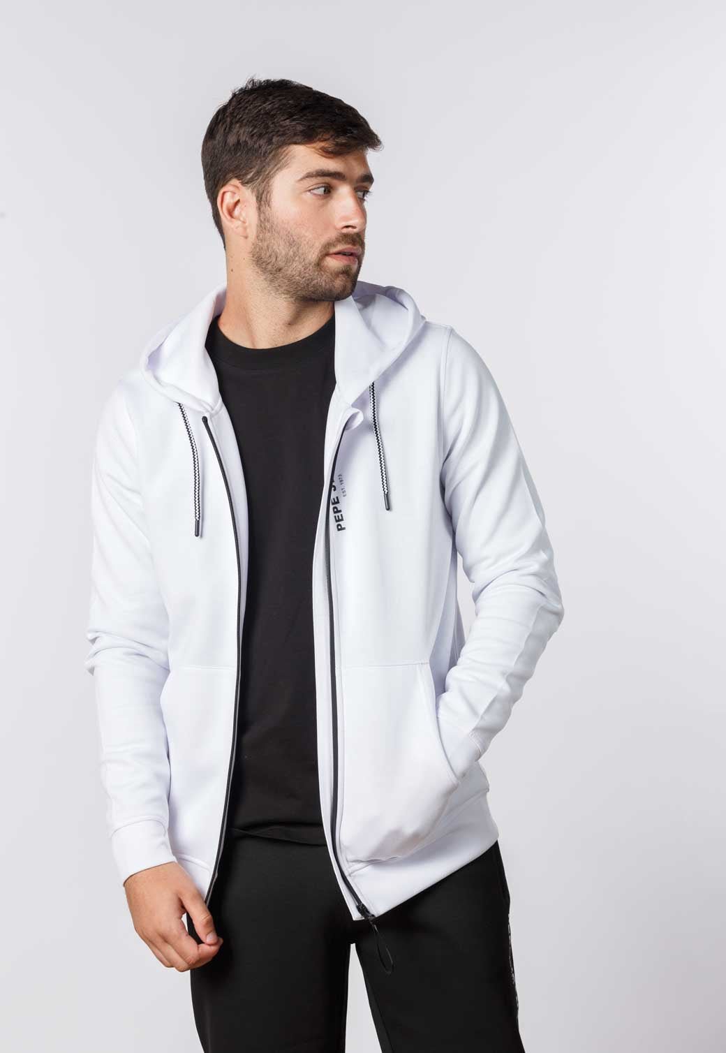 חליפת טרנינג אליוט שני חלקים שחור\לבן לגברים - Pepe Jeans