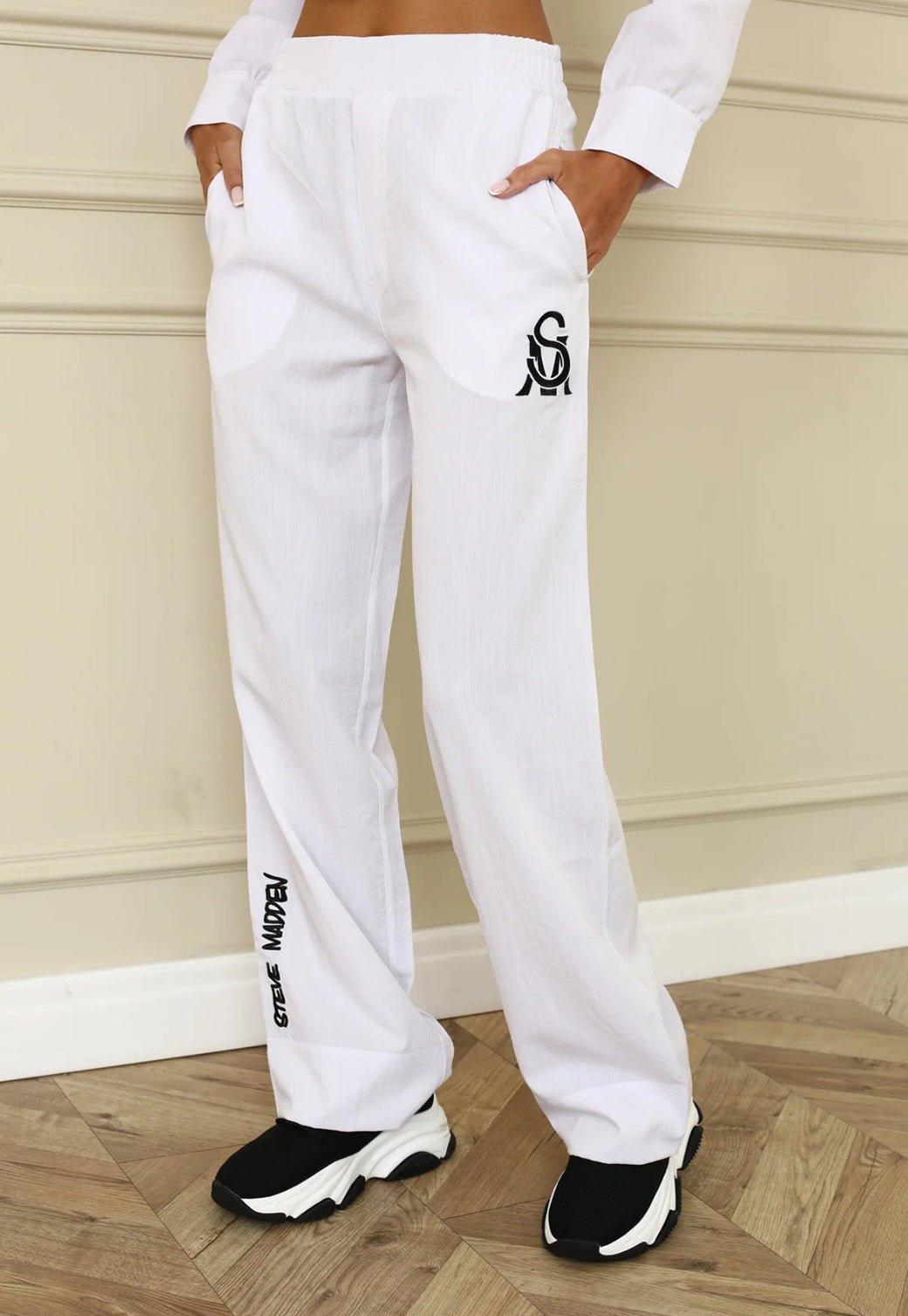 מכנסיים בגזרה ישרה NELLYP בלבן - Steve Madden