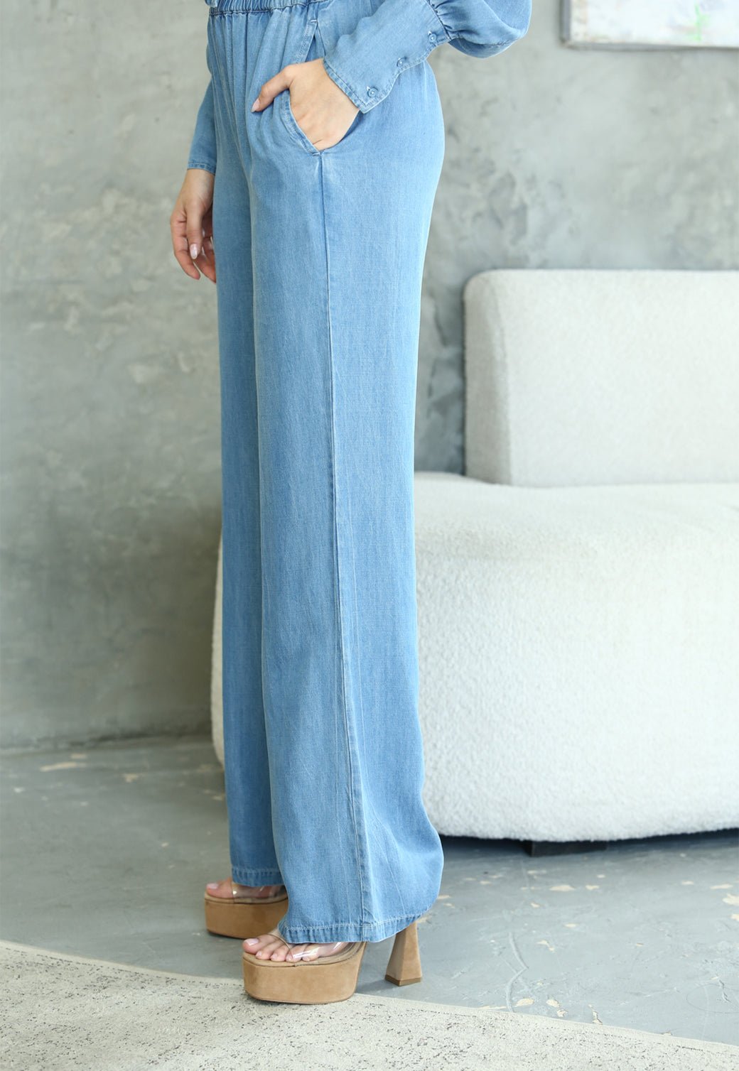 מכנסיים לנשים VICTORIA בג׳ינס בהיר - Steve Madden