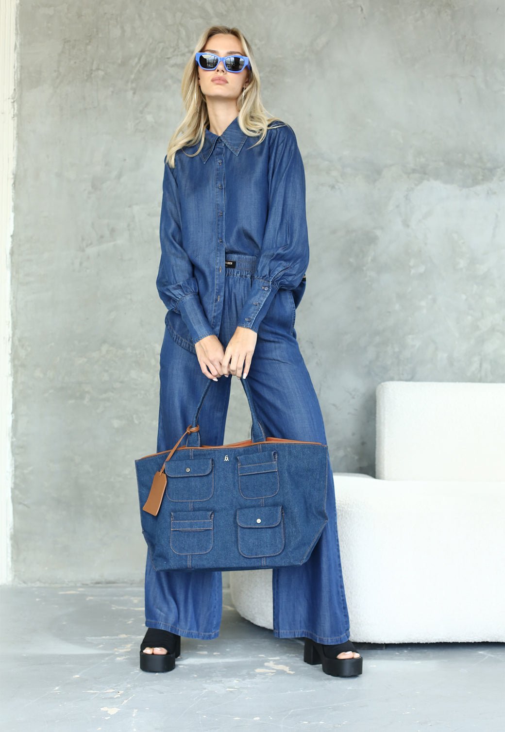 מכנסיים לנשים VICTORIA בג׳ינס כהה - Steve Madden