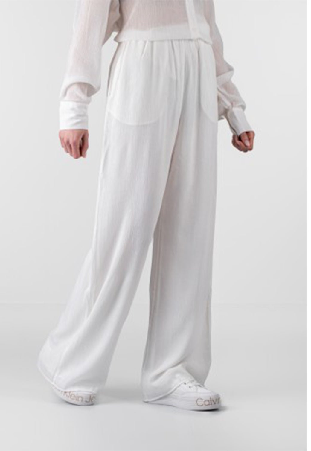 NKLE LONG STRAIGHT PANTS Ancient White 893626923 - Calvin Klein