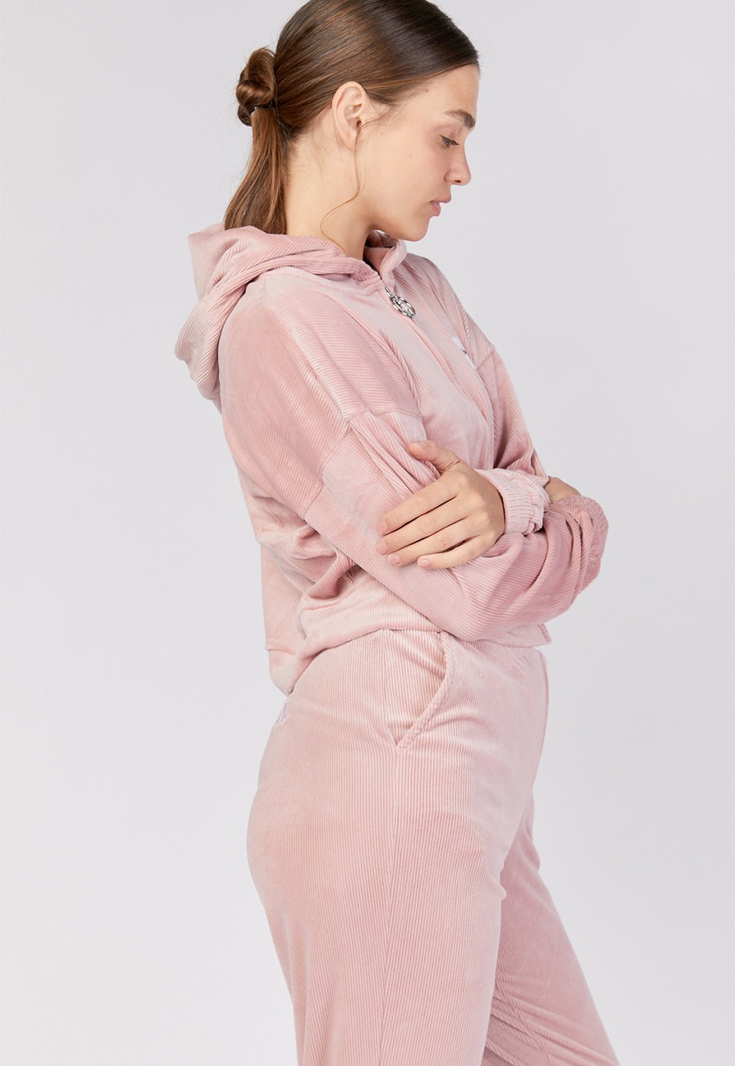 סווטשירט קפוצ'ון קטיפה Rib נשים - Juicy Couture