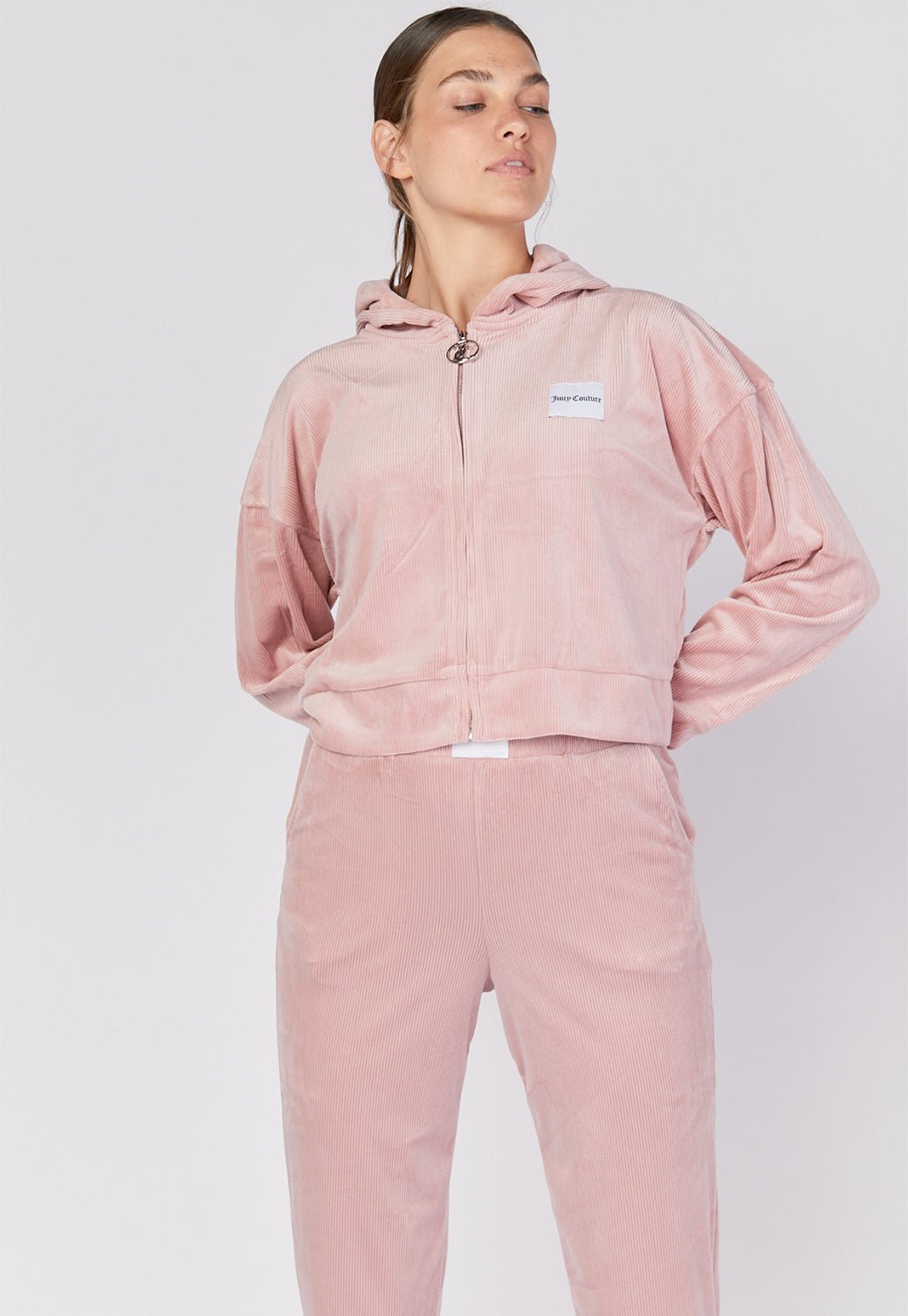 סווטשירט קפוצ'ון קטיפה Rib נשים - Juicy Couture