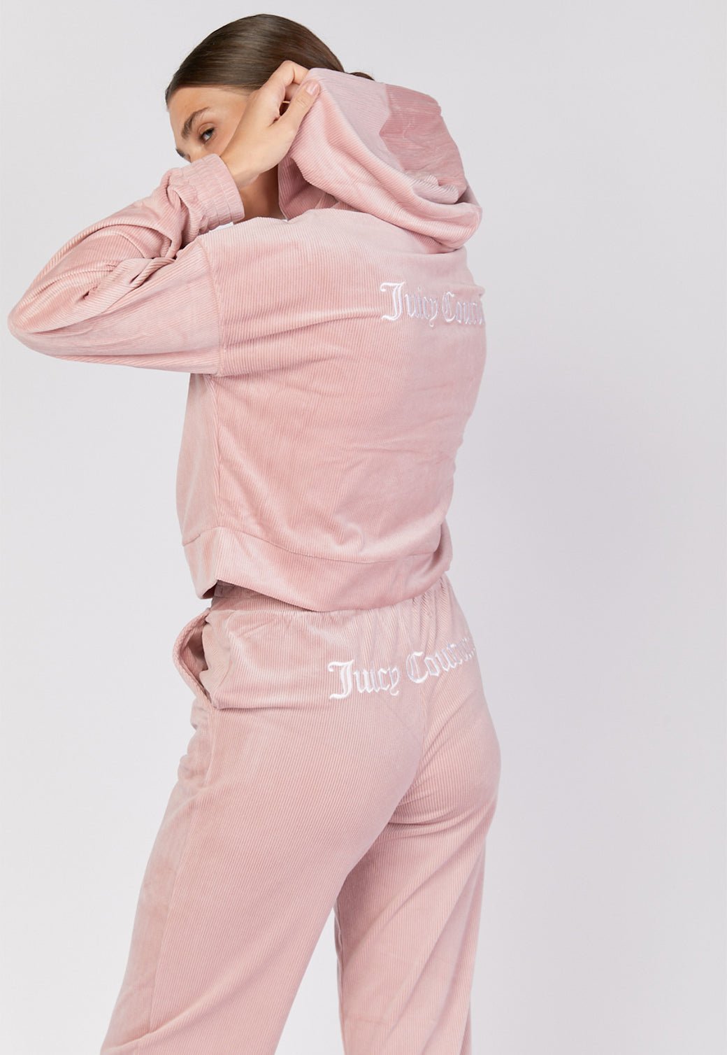 סווטשירט קפוצ'ון קטיפה Rib נשים - Juicy Couture