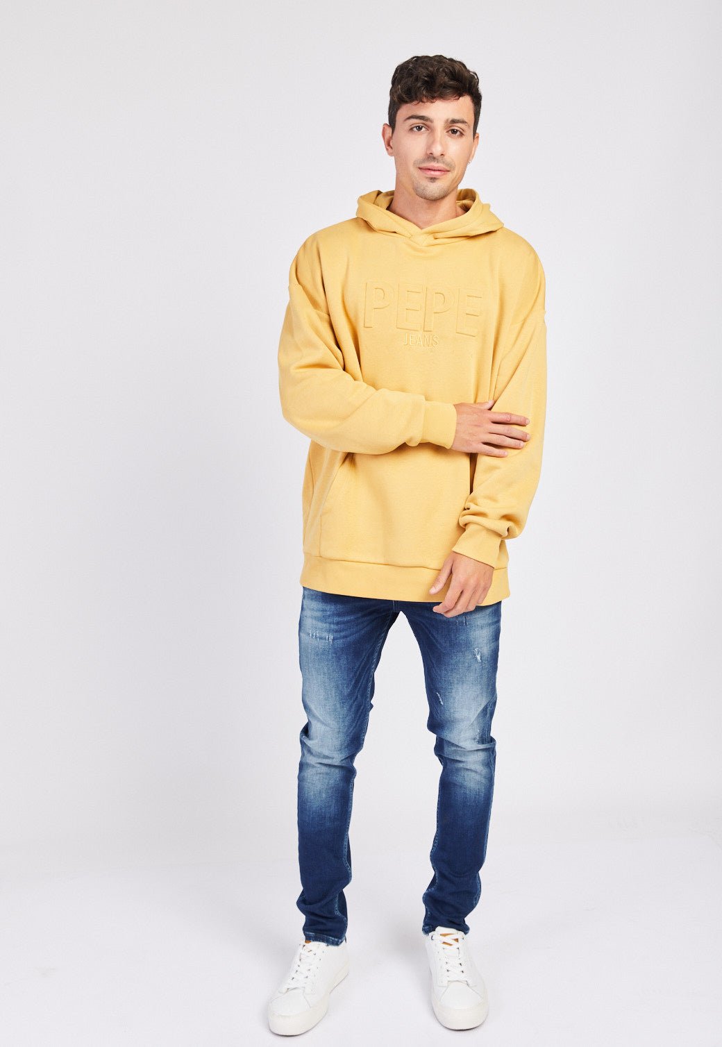 סווטשירט קפוצ'ון לוגו מובלט לגברים - Pepe Jeans