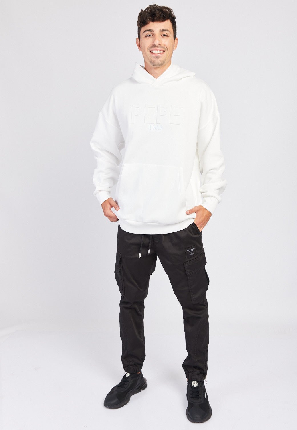 סווטשירט קפוצ'ון לוגו מובלט לגברים - Pepe Jeans