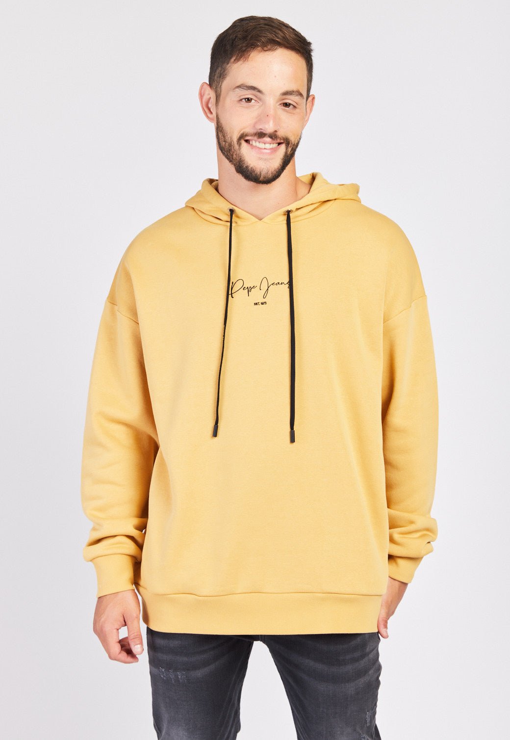 סווטשירט קפוצ'ון לוגו רקום לגברים - Pepe Jeans