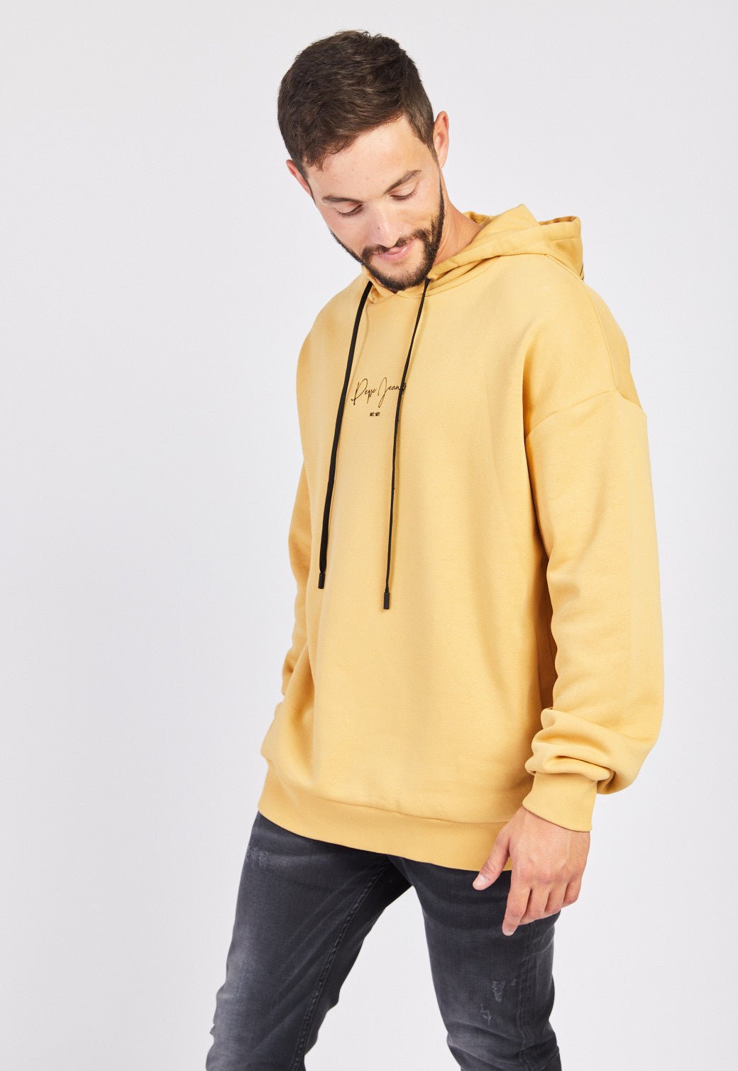 סווטשירט קפוצ'ון לוגו רקום לגברים - Pepe Jeans