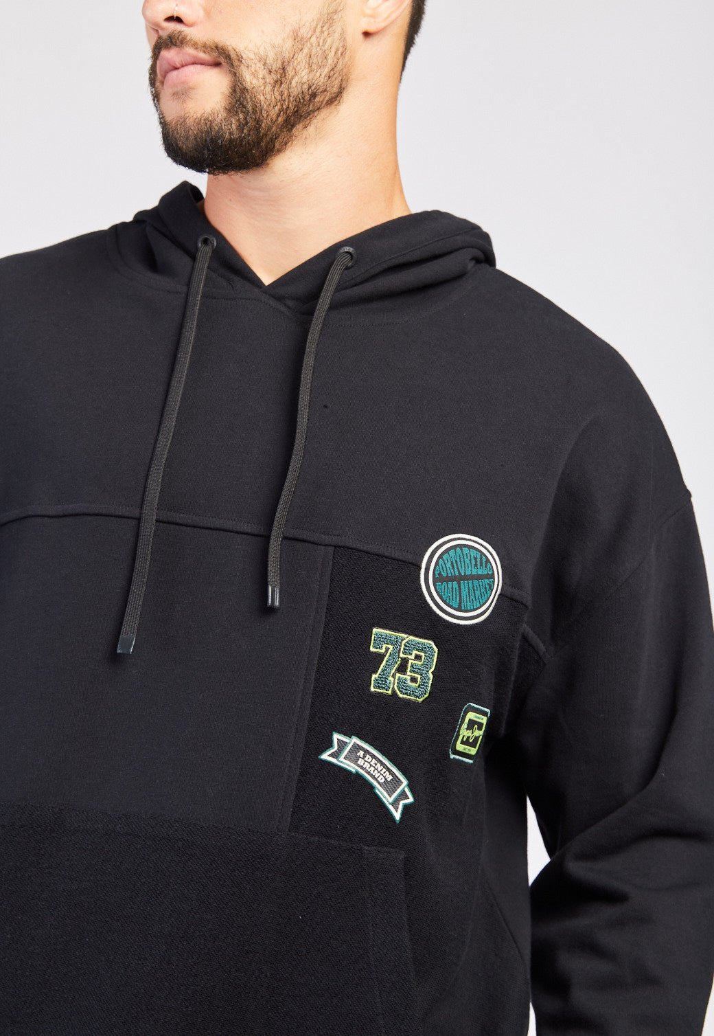 סווטשירט קפוצ'ון משולב פאצ'ים לגברים - Pepe Jeans