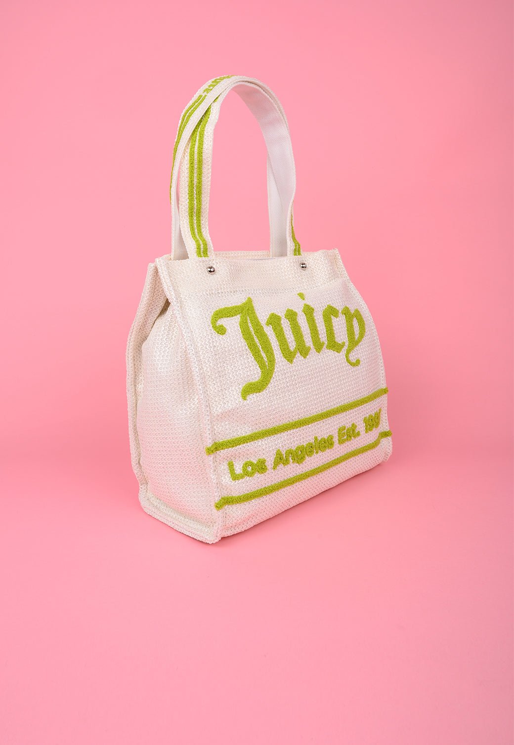 תיק שופינג גדול עם מגה לוגו מבד רפיה - Juicy Couture