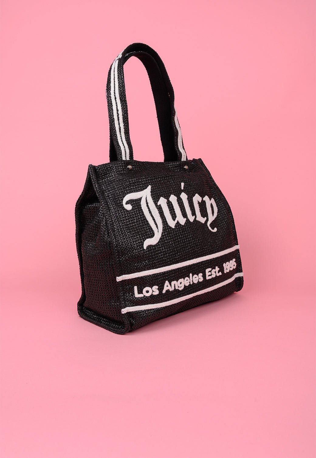 תיק שופינג גדול עם מגה לוגו מבד רפיה - Juicy Couture