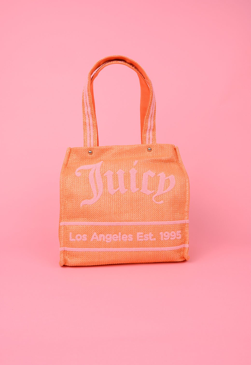 תיק שופינג גדול עם מגה לוגו מבד רפיה - Juicy Couture