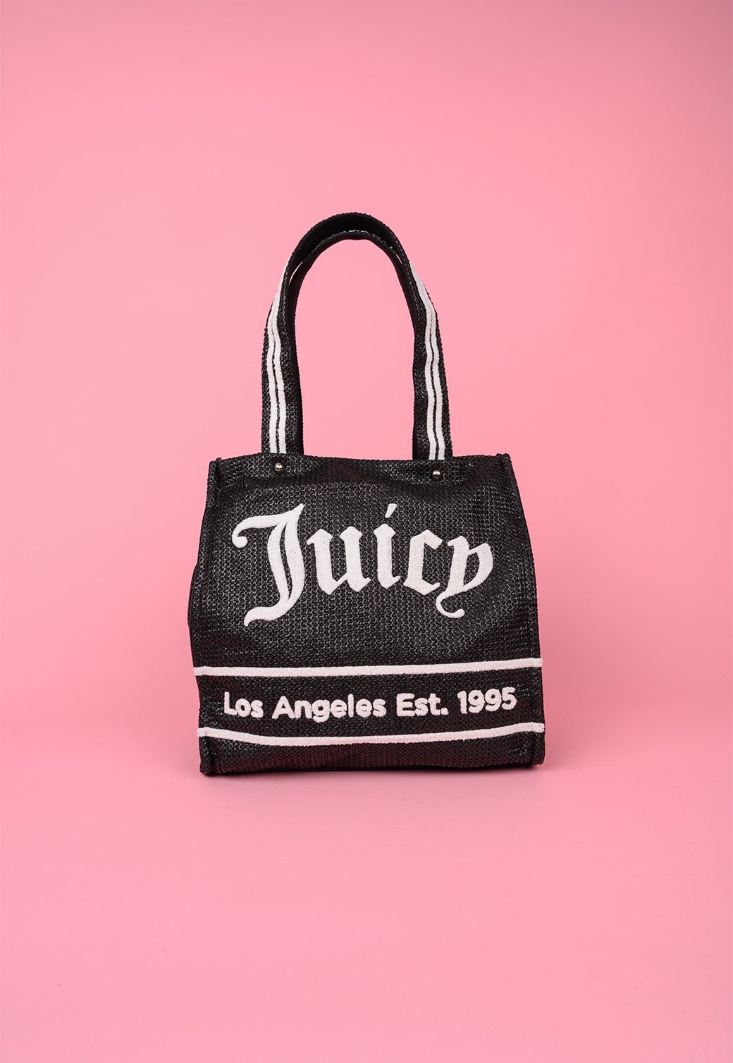 תיק שופינג גדול עם מגה לוגו מבד רפיה - Juicy Couture