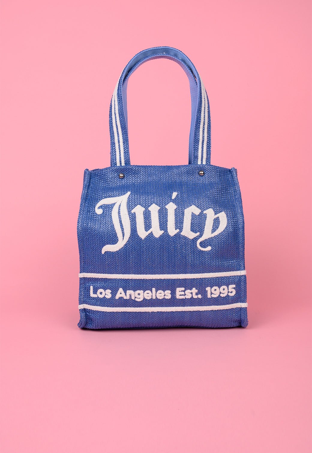 תיק שופינג גדול עם מגה לוגו מבד רפיה - Juicy Couture