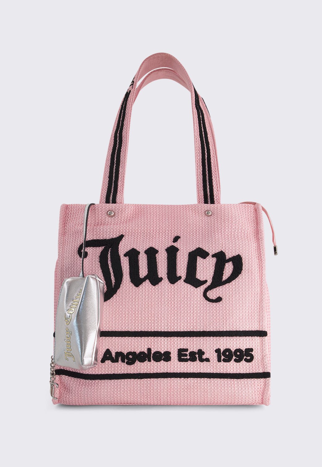 תיק שופינג גדול עם מגה לוגו מבד רפיה - Juicy Couture