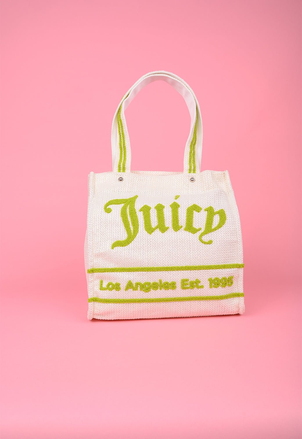תיק שופינג גדול עם מגה לוגו מבד רפיה - Juicy Couture