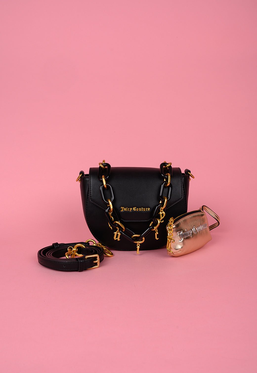 תיק כתף מגורען עם שרשרת - Juicy Couture