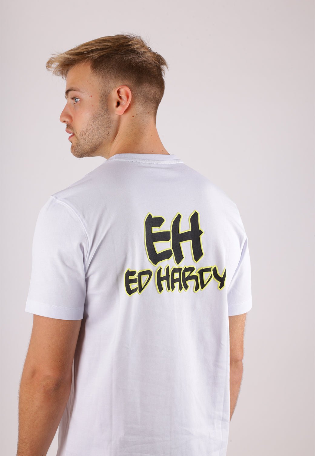 חולצת אוברסייז הד הרדי כותנה EH2326568 לבן/ירוק - Ed Hardy
