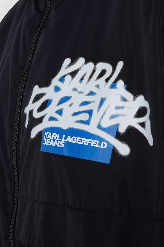 מעיל רוח Graffiti Summer Parka של Karl Lagerfeld לנשים בצבע שחור