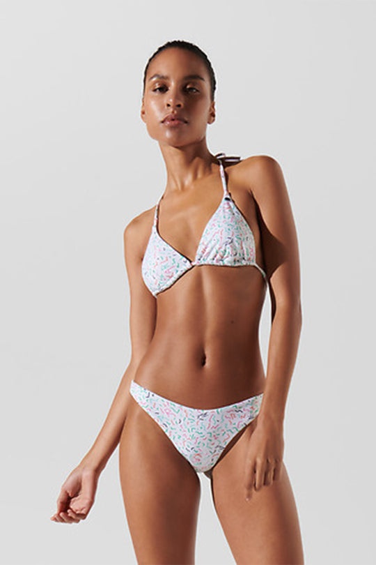 תחתון ביקיני Geometric Aop בצבע לבן/צבעוני
