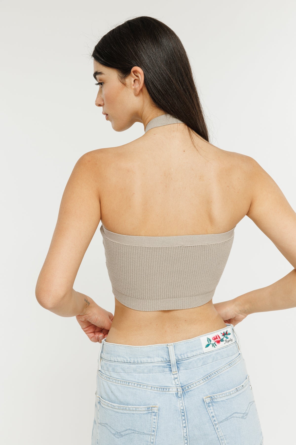 גופיית קרופ Collar בצבע בז'