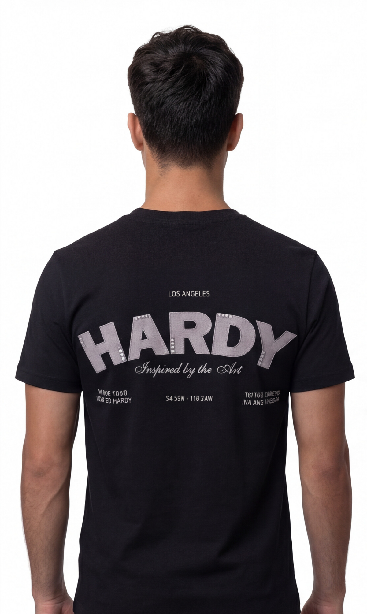 טי שירט Ed Hardy לגברים בצבע שחור עם הדפס HARDY אפור בגב
