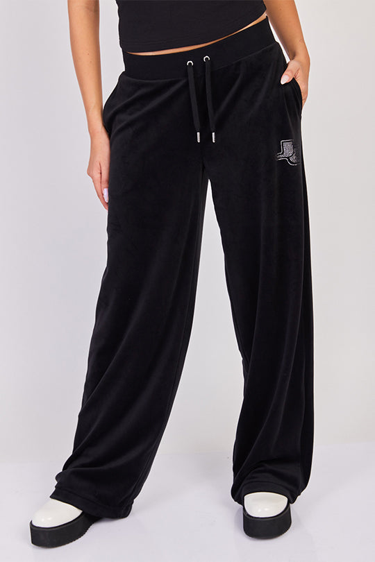 מכנסי טרנינג רחבים Jogger בצבע שחור