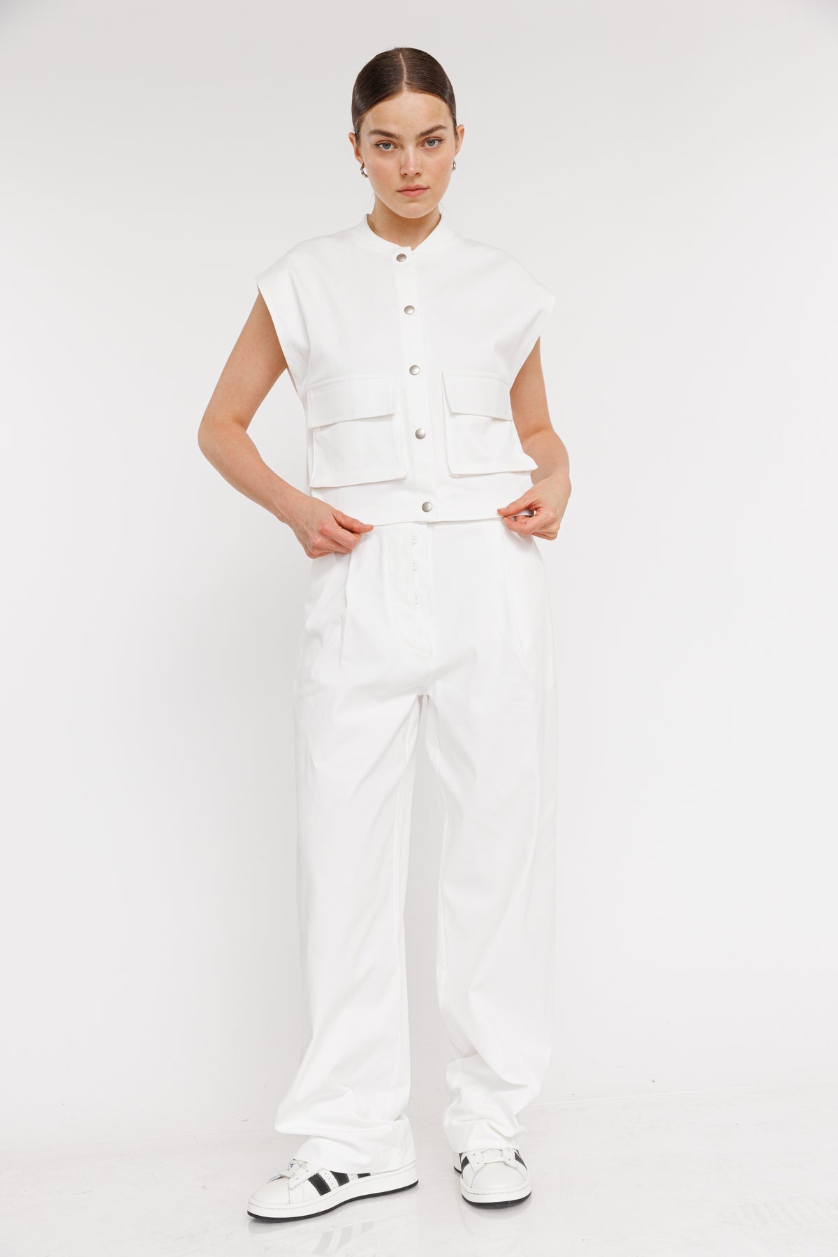 מכנסיים רחבים Oasis בצבע לבן