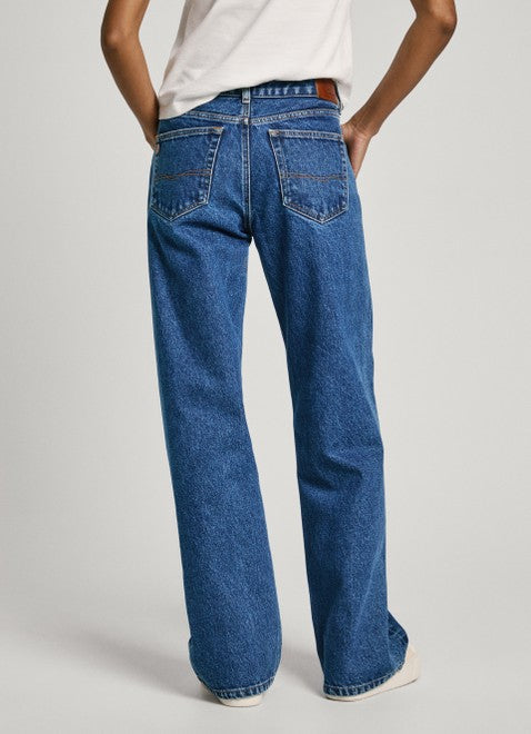 ג'ינס Loose Pepe Jeans לנשים בצבע כחול בגזרה רחבה ומותן גבוהה