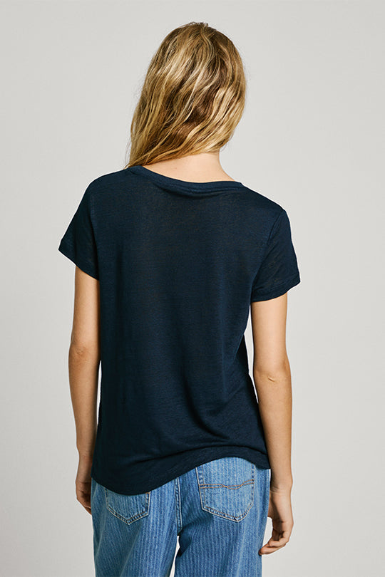 טי שירט Megan Pepe Jeans לנשים בצבע כחול בגזרת בייסיק