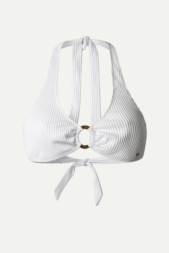 טופ ביקיני עם קשירה בצבע לבן