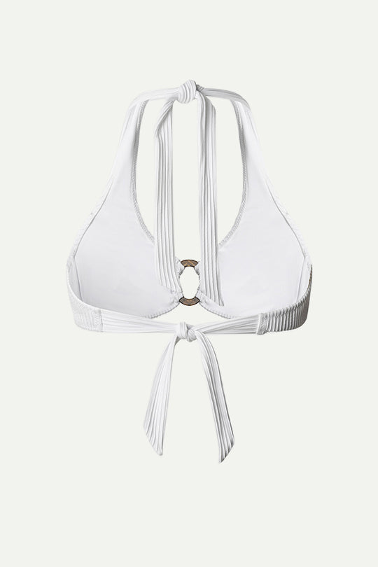 טופ ביקיני עם קשירה בצבע לבן
