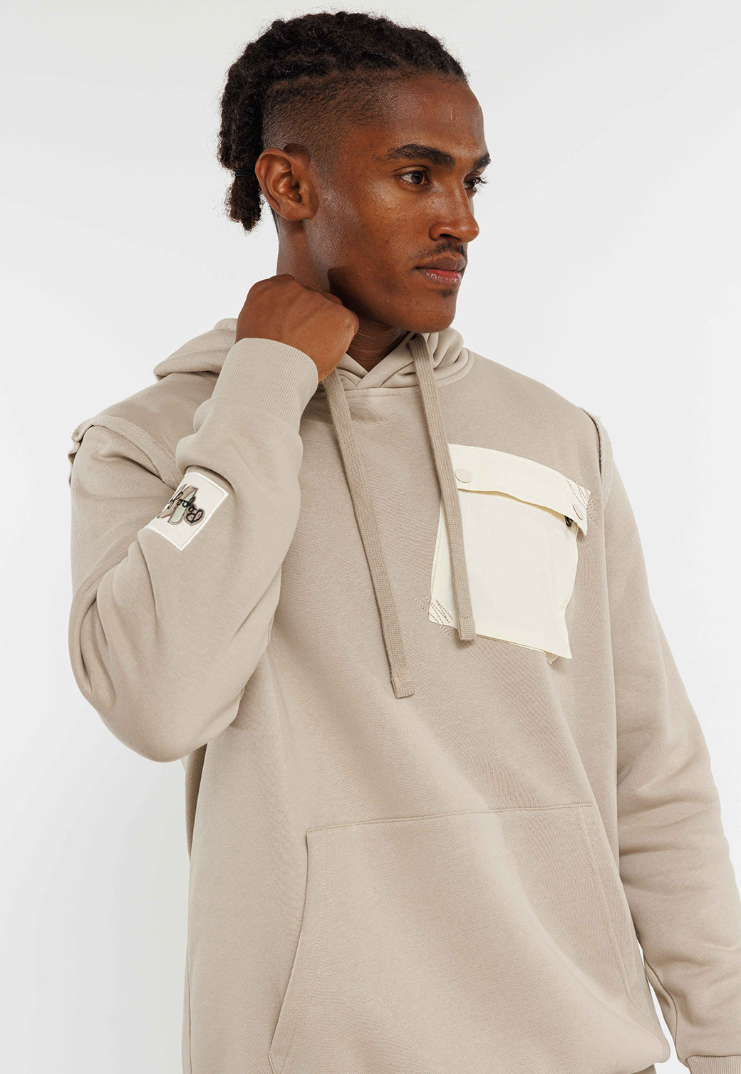 קפוצ'ון עם כיס מעוצב בצבע אפור