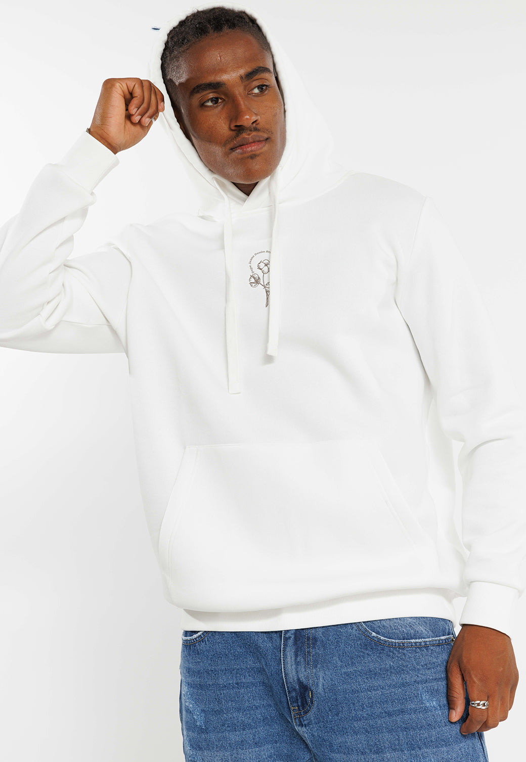 קפוצ'ון עם הדפס בגב בצבע לבן לגברים