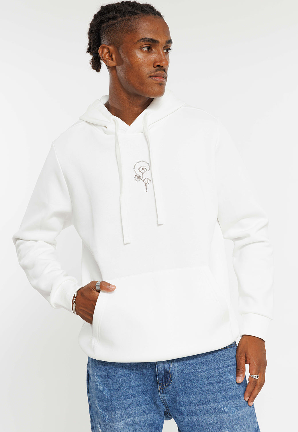 קפוצ'ון עם הדפס בגב בצבע לבן לגברים