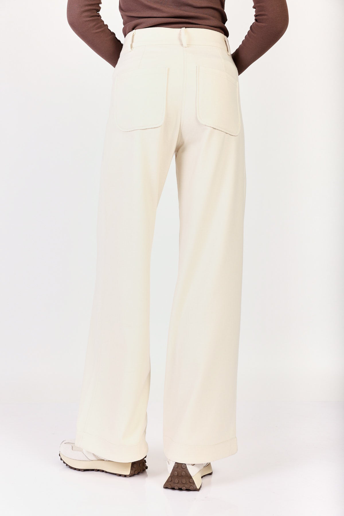 מכנסי Carla Wide Leg בצבע בז'