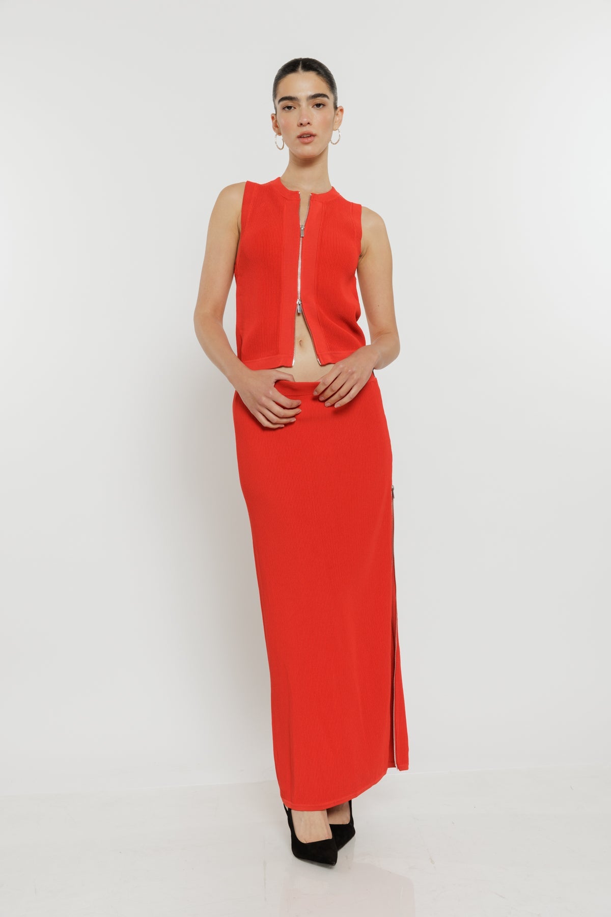 חצאית מקסי Amelie בצבע אדום