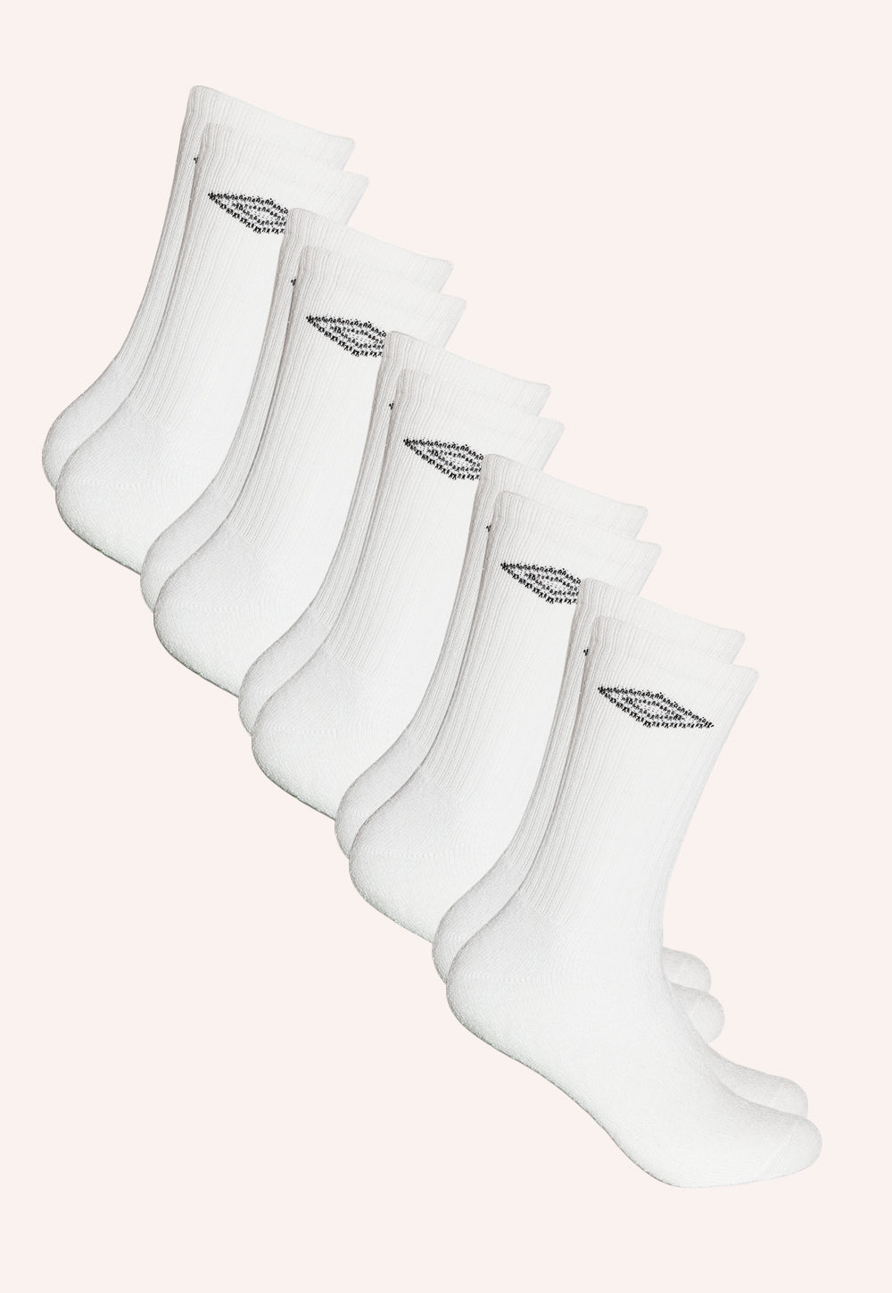 מארז 5 זוגות גרבי ספורט לגברים בצבע לבן – מידה 41–46