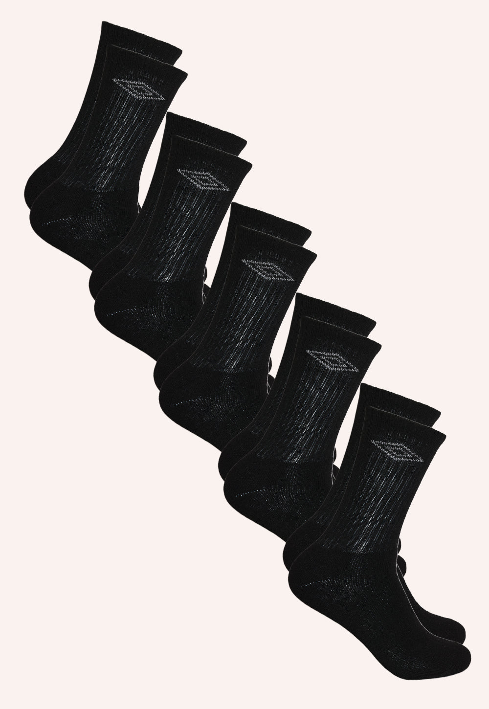 מארז 5 זוגות גרבי ספורט לגברים בצבע שחור – מידה 41–46