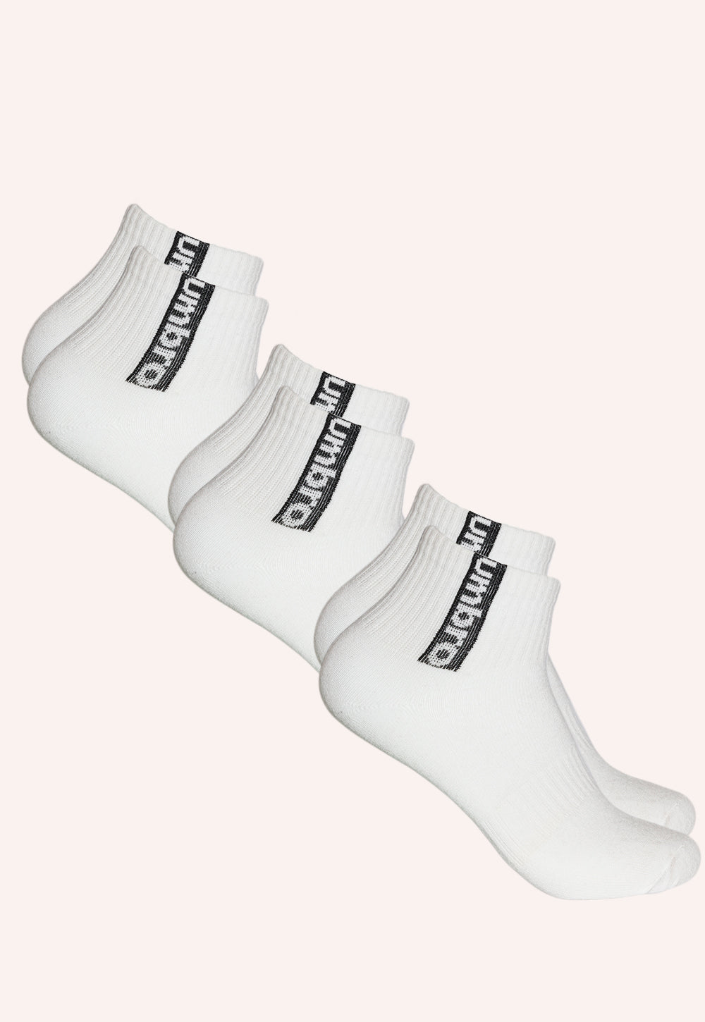 מארז 3 זוגות גרביים רבע אורך לנשים בצבע לבן – מידה 35–41