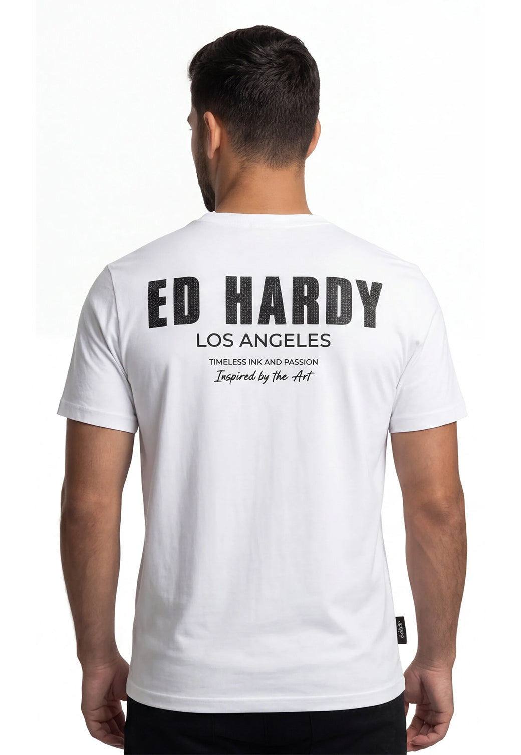 טי שירט Ed Hardy לגברים בצבע לבן עם הדפס Inspired by the Art בגב
