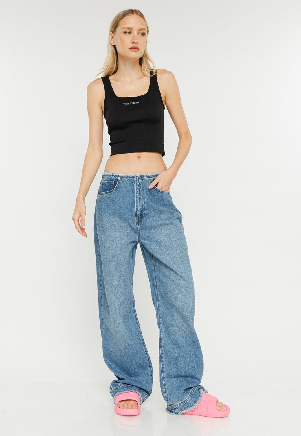 ג'ינס ללא חגורה Mid Wide נשים - Juicy Couture