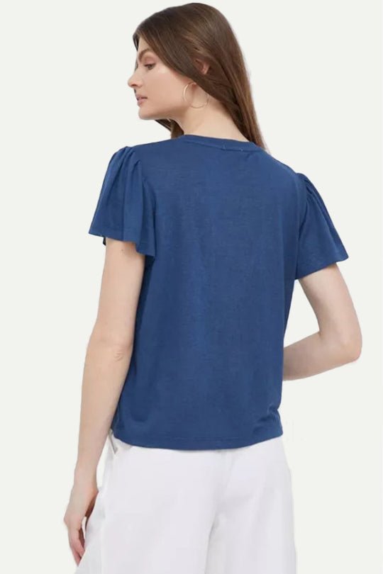 טי שירט Niam Pepe Jeans לנשים בצבע כחול בגזרת בייסיק
