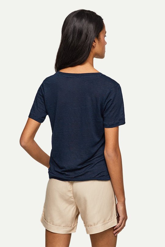טי שירט וי Wanda Pepe Jeans לנשים בצבע שחור