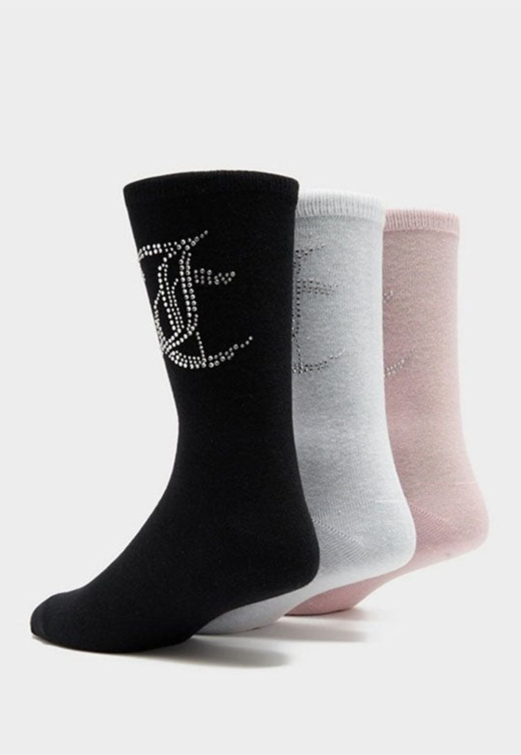 מארז 3 זוגות גרביים Diamante Juicy Couture לנשים עם לוגו ריינסטון