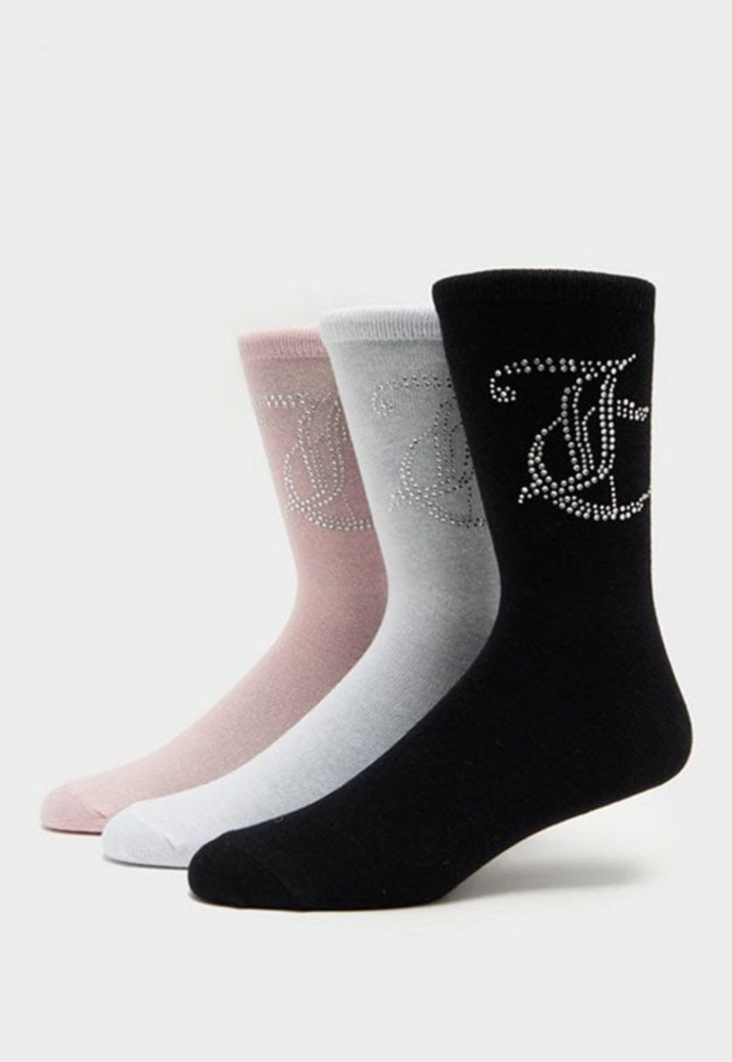 מארז 3 זוגות גרביים Diamante Juicy Couture לנשים עם לוגו ריינסטון