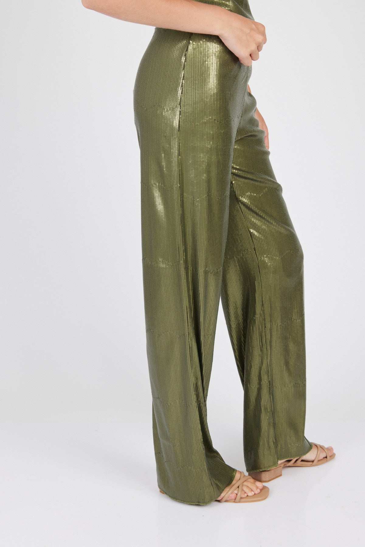 מכנסי פאייטים ויאנה בצבע ירוק