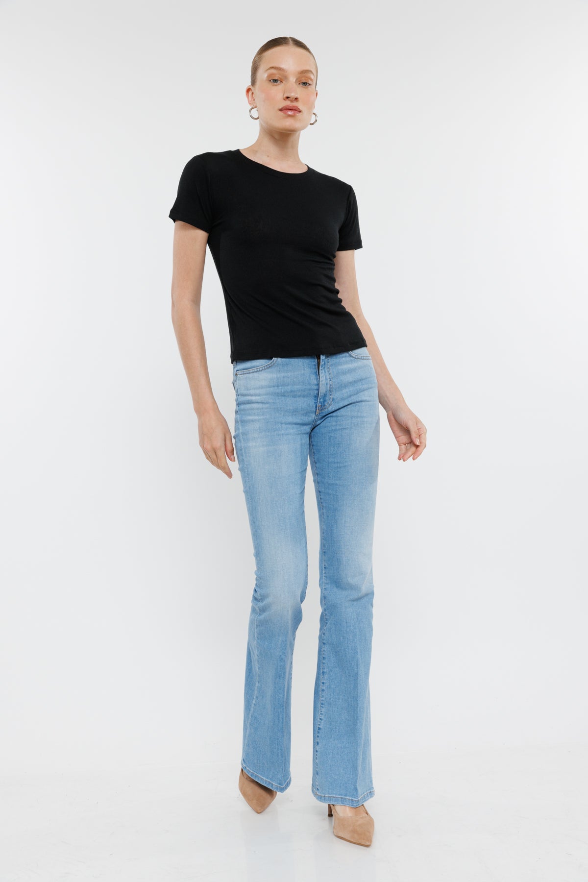 טי שירט קצרה Vichy בצבע שחור